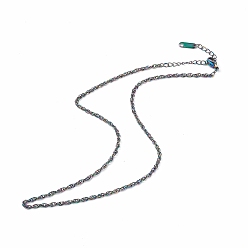 Rainbow Color Placage ionique (ip) 304 collier de chaîne de corde en acier inoxydable pour hommes femmes, couleur arc en ciel, 15.87 pouce (40.3 cm)