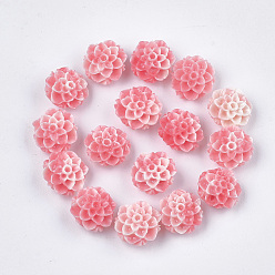 Saumon Perles de corail synthétiques, teint, fleur de lotus, Saumon, 10x11x6.5mm, Trou: 1.2mm