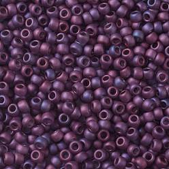 (625F) Raspberry Matte Luster Toho perles de rocaille rondes, perles de rocaille japonais, mat, (625 f) lustre mat framboise, 8/0, 3mm, Trou: 1mm, environ1110 pcs / 50 g