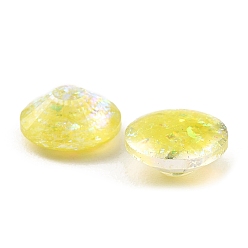 Jaune Cabochons en résine imitation opale, cône à facettes, jaune, 9x4.5mm
