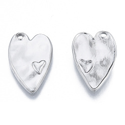 Stainless Steel Color 304 Stainless Steel Pendants, Heart, Stainless Steel Color, 23.5x15.5x2.5mm, Hole: 1.8mm