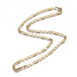 Golden 304 Stainless Steel Mariner Link Chain Necklaces, with Lobster Claw Clasps, Unwelded, Textured, Golden, 19.6 inch(50cm), 3.5mm