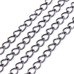 Gunmetal Brass Twisted Chains, Curb Chains, Soldered, with Spool, Lead Free & Cadmium Free, Gunmetal, 4x3x0.45mm, about 301.83 Feet(92m)/roll