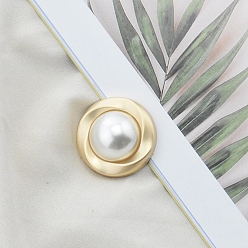 Белый Кнопки сплава хвостовиком, с пластиковой бусиной, имитирующей жемчуг, для аксессуаров для одежды, белые, 23 мм