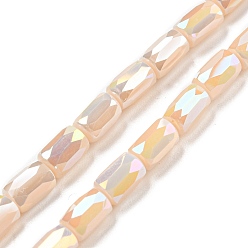 Soie De Maïs Chapelets de perles en verre, de couleur plaquée ab , colonne facettes, cornsilk, 6x4mm, Trou: 0.8mm, Environ 80 pcs/chapelet, 20.08''~20.47'' (51~52 cm)