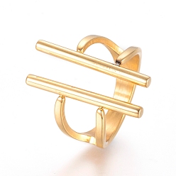 Oro Anillos de dedo de acero inoxidable 304 unisex, anillos del manguito, anillos abiertos, dorado, tamaño de 7, 17 mm