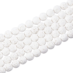 Белый Синтетические бусины из лавы, окрашенные, круглые, белые, 6 мм, отверстие : 1 мм, около 61 шт / нитка, 14.96 дюйм (38 см)
