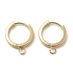 Real 24K Gold Plated 201 Stainless Steel Huggie Hoop Earrings Findings, with Vertical Loop, with 316 Surgical Stainless Steel Earring Pins, Ring, Real 24K Gold Plated, 16x2.5mm, Hole: 2.7mm, Pin: 1mm