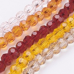 Couleur Mélangete Brins de perles rondes en verre écologique, à facettes (32 facettes), couleur mixte, 4mm, Trou: 1mm, Environ 88~90 pcs/chapelet, 28~30 cm
