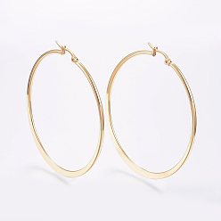 Golden 304 Stainless Steel Big Hoop Earrings, Hypoallergenic Earrings, Flat Ring Shape, Golden, 12 Gauge, 54~56x2mm, Pin: 0.7x1mm
