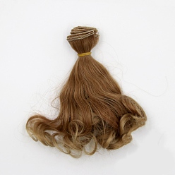 Camello Pelo largo de la peluca de la muñeca del peinado de la permanente de la pera de la fibra de alta temperatura, para diy girl bjd makings accesorios, camello, 5.91~39.37 pulgada (15~100 cm)