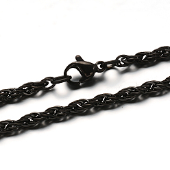 Electrophoresis Black 304 colliers de chaîne de câble en acier inoxydable, avec fermoir pince de homard, électrophorèse noir, 19.68 pouce (50 cm), 3mm