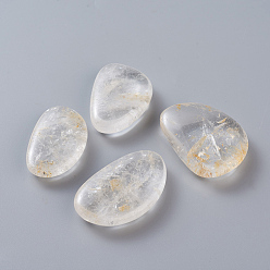 Quartz Crystal Natural Quartz Crystal Beads, Rock Crystal, Tumbled Stone, Healing Stones for 7 Chakras Balancing, Crystal Therapy, No Hole/Undrilled, Nuggets, 30~50x20~35x8~13mm