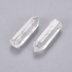 Quartz Crystal Natural Quartz Crystal Pointed Beads, Rock Crystal Beads, Half Drilled, Faceted, Bullet, 30.5~32x10x9mm, Hole: 1.2mm