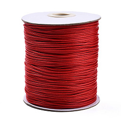 Rouge Coréen cordon ciré, polyester cordon, cordon perle, rouge, 1.2 mm, environ 185 mètres / rouleau
