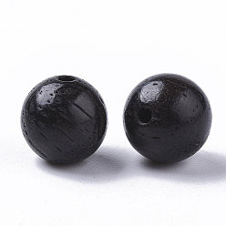 Negro Cuentas de madera naturales, cuentas de madera enceradas, teñido, rondo, negro, 8 mm, agujero: 1.5 mm, Sobre 1348 unidades / 500 g