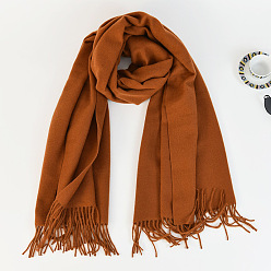 Сиена Женский длинный клетчатый шарф из полиэстера с имитацией кашемира и кисточками, зима/осень теплые большие мягкие шали в шотландскую клетку, цвет охры, 2000x650 мм