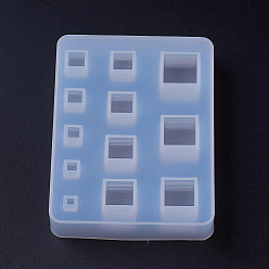 White Silicone Molds, Resin Casting Molds, For UV Resin, Epoxy Resin Jewelry Making, Square, White, 85.5x65x15.5mm, Cube: 3~14mm