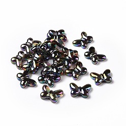 Noir Placage uv perles acryliques irisées arc-en-ciel, papillon, noir, 20x14.5x5mm, Trou: 1.6mm