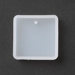 Blanc Moules en silicone pendentif carré, pour la résine UV, fabrication de bijoux en résine époxy, blanc, 28.5x28.5x7.5mm