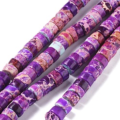 Violet Foncé Brins de perles de jaspe impérial naturel, teint, colonne, violet foncé, 6~6.5x3~3.5mm, Trou: 1.2mm, Environ 115 pcs/chapelet, 15.35 pouces ~ 15.74 pouces (39~40 cm)