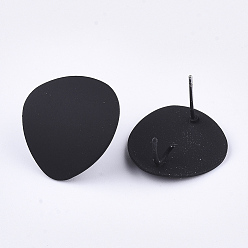 Черный Окрашенные спрей железные серьги, со стальными булавками и петлей, чёрные, 20x18.5 мм, отверстия: 3 мм, штифты: 0.7 мм