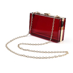 Dark Red Acrylic Women's Transparent Bags Crossbody Bags, with Iron Chains Shoulder Strap, for Work, Events, Makeup Sturdy Transparent Pocketbook, Rectangle, Dark Red, 12x18.3x5.4cm