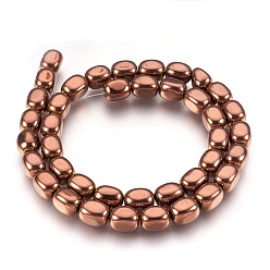 Copper Plated Electroplate Non-magnetic Synthetic Hematite Bead Strands, Polished, Cuboid, Copper Plated, 10~10.5x7~8mm, Hole: 1mm, about 39~40pcs/strand, 15.7 inch(40cm)
