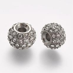 Crystal 304 Stainless Steel Rhinestone Beads, Rondelle, Crystal, 11x8mm, Hole: 3mm