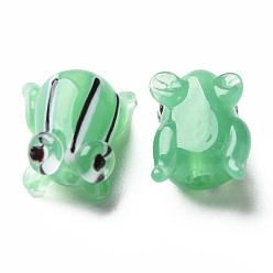 Lime Vert Perles lampwork, perles au chalumeau, faits à la main, grenouille, lime green, 14.5~15.5x11~13x9mm, Trou: 1.2mm