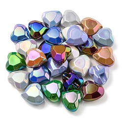 Color mezclado Cuentas de acrílico iridiscente arcoíris chapadas en uv, corazón, color mezclado, 22x23x13 mm, agujero: 3.5 mm