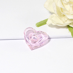 Pearl Pink Handmade Lampwork Perfume Bottle Pendant, Square&Heart, Pearl Pink, 22x25mm