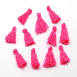 Deep Pink Cotton Thread Tassels Pendant Decorations, Deep Pink, 25~31x5mm, about 39~47pcs/bag