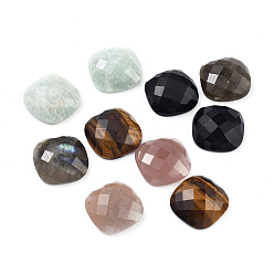 Mixed Stone Natural & Synthetic Mixed Stone Cabochons, Faceted, Square, 15.5x15.5x5.5mm