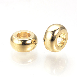 Real 18K Gold Plated Brass Spacer Beads, Nickel Free, Real 18K Gold Plated, Donut, 7x3.5mm, Hole: 3mm