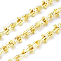 Oro Cadenas de eslabones de aleación, larga duración plateado, sin soldar, sin plomo y cadmio, con carrete, dorado, link: 15.5x10x4.5 mm, aproximadamente 32.8 pies (10 m) / rollo