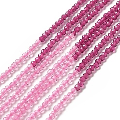 Hot Pink 2 Colors Transparent Glass Beads Strands, Segmented Multi-color Beads, Faceted, Round, Hot Pink, 2mm, Hole: 0.5~0.6mm, about 184~211pcs/strand, 15.28~15.75 inch(38.8~40cm)