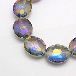 Medium Orchid Faceted Electroplate Crystal Glass Oval Beads Strands, Rainbow Color Plated, Medium Orchid, 20x16x8mm, Hole: 1mm, about 35pcs/strand, 27.5 inch