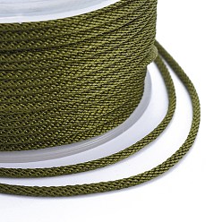 Olive Terne Cordons tressés en polyester, pour la fabrication de bijoux, vert olive, 2mm, environ 21.87 yards (20m)/rouleau
