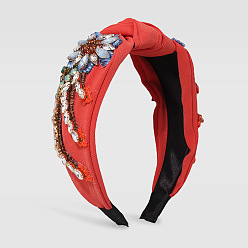 Orange Red Hair Accessories, Fabrics Hair Bands, with Zinc Alloy and Embroidery, Orange Red, 155x135x40mm