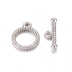 Antique Silver Tibetan Style Alloy Toggle Clasps, Cadmium Free & Nickel Free & Lead Free, Antique Silver, Ring: 13x16mm, Bar :6x18mm, Hole: 2mm.