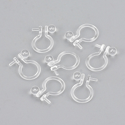 Clear Plastic Clip-on Earring Findings, For Non-pierced Ears, Clear, 11x8.5x3mm, Pin: 1mm