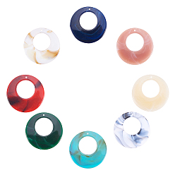 Mixed Color Acrylic Pendants, Imitation Gemstone Style, Flat Round, Mixed Color, 47x5mm, Hole: 2mm, about 100pcs/500g