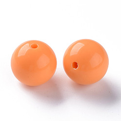 Orange Perles acryliques opaques, ronde, orange, 20x19mm, Trou: 3mm, environ111 pcs / 500 g
