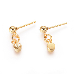 Golden 201 Stainless Steel Stud Earring Settings, with 304 Stainless Steel Pins, For Pointed Back Rivoli Rhinestone, Golden, 15mm, Pin: 0.8mm, Fit for 3.5mm Rhinestone