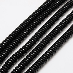 Negro Perlas de imitación de color ámbar heishi resina hebras, disco / plano y redondo, negro, 6x1.7~2 mm, agujero: 1.5 mm, sobre 182~195 unidades / cadena, 14.2 pulgada (36 cm)
