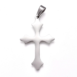 Stainless Steel Color 304 Stainless Steel Pendants, Cross, Stainless Steel Color, 48x29x1.5mm, Hole: 10x4.5mm