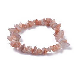 Pierre De Soleil Bracelets de perles naturelles de sunstone, avec du fil de cristal élastique coréen, 2 pouces ~ 2-1/8 pouces (5.2~5.3 cm)