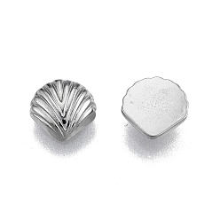 Stainless Steel Color 304 Stainless Steel Cabochons, Shell Shape, Stainless Steel Color, 7x7x2mm