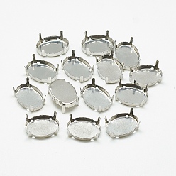 Stainless Steel Color 201 Stainless Steel Sew on Prong Settings, Claw Settings for Pointed Back Rhinestone, Oval, Stainless Steel Color, Tray: 7x4.5mm, 7.5x5x4mm, Hole: 1mm